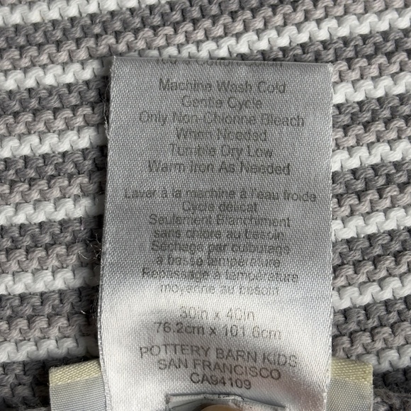Pottery Barn Kids Stripe Knit Stroller Blankets Set of 2 Baby Boy Grey Blue - Picture 5 of 13